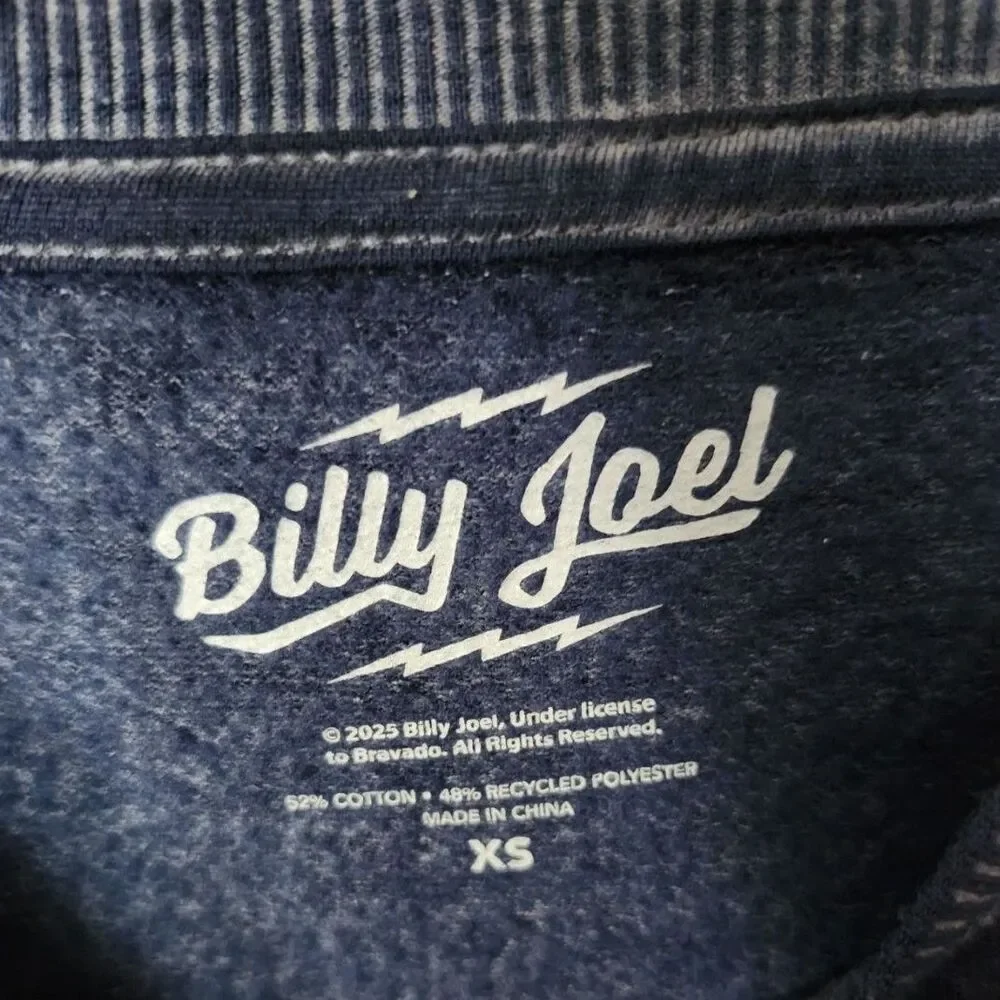 Billy Joel "Piano Man" Graphic Sweatshirt - Blue Retro Pullover Crewneck - Picture 4 of 8